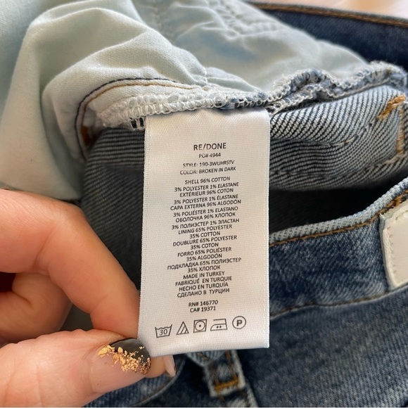 RE/DONE 70s Ultra High Rise Stove Pipe Denim Broken in Dark Straight Leg Jean 26 - Picture 10 of 12